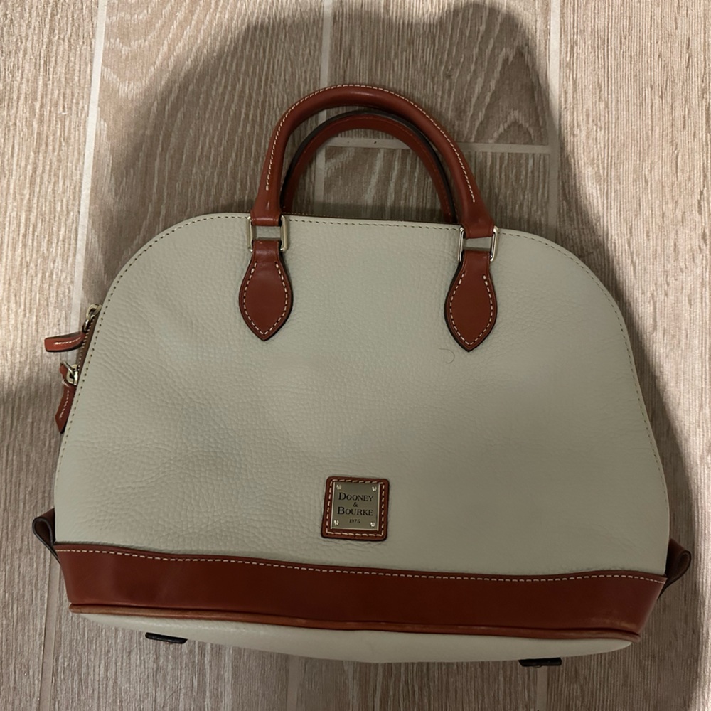Dooney & Bourke Tan and Cream Leather Satchel